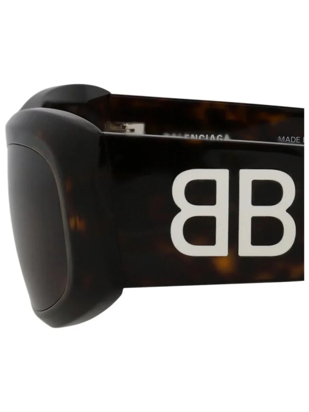 New Balenciaga Women's Sunglasses Square Rectangle Recycled Acetate Frame Havana